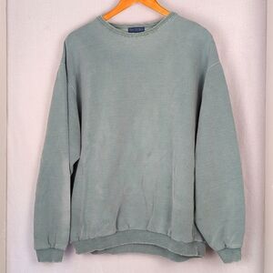 NON-FICTION Vintage 90s Adult Sweatshirt Faded Green Distressed Blank